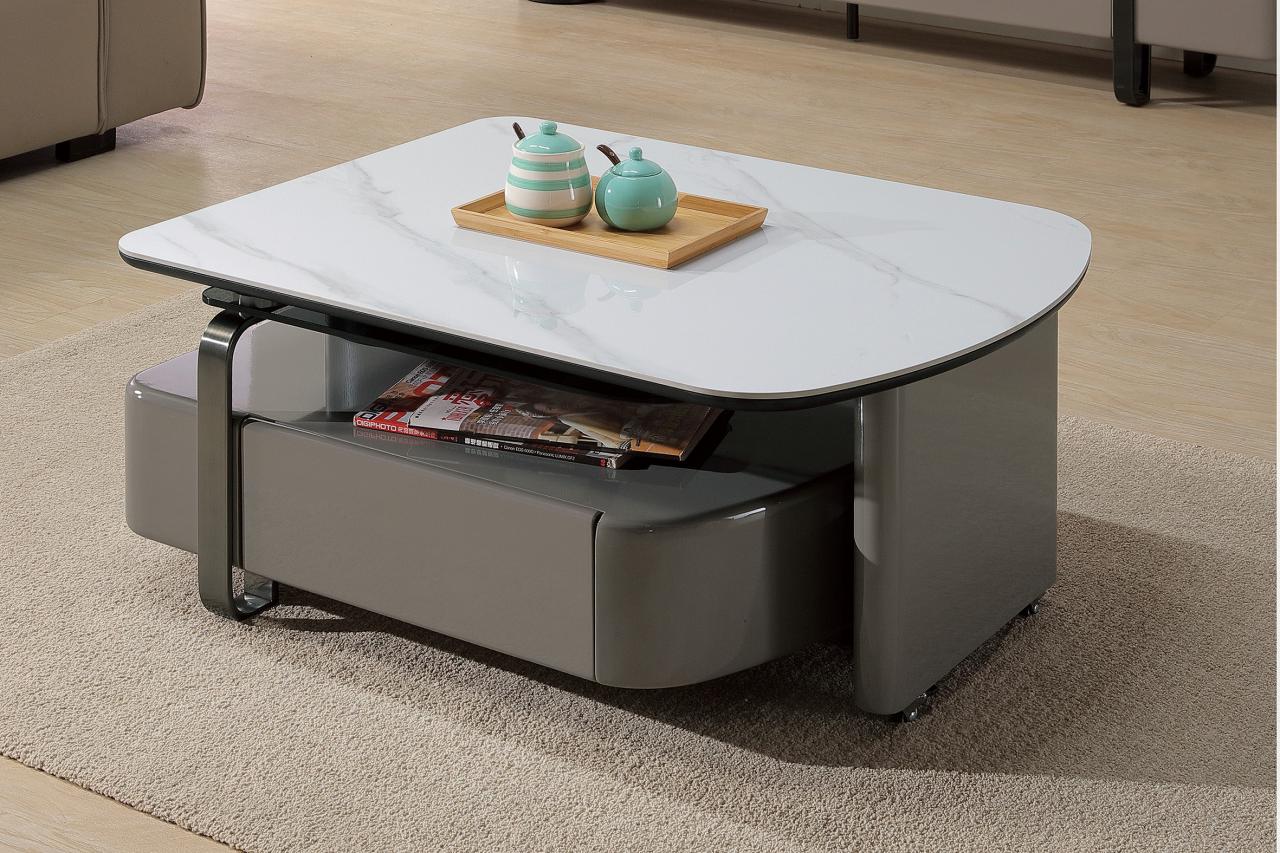米基特岩板旋轉延伸茶几