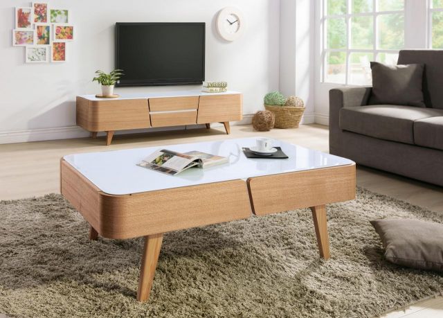 傑恩原木玻璃大茶几